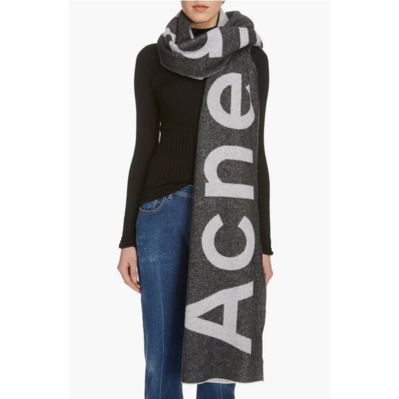 Acne Studios Accessories - Acne Studios Toronty Logo Scarf Wool Blend Black Holt Renfrew